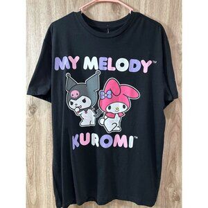 My Melody Kuromi Women’s Large Black Pink Sanrio Anime Kawai Tee Shirt NEW
